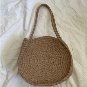 Tan Woven Circle Tote Bag